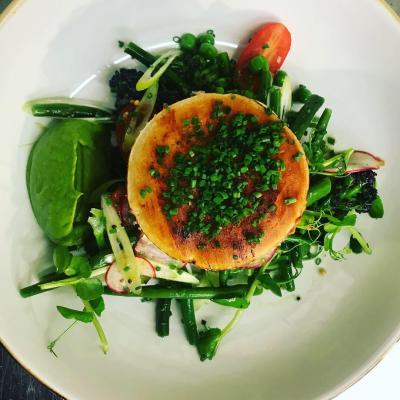 Grilled Goats Cheese Spring Vegetable Salad