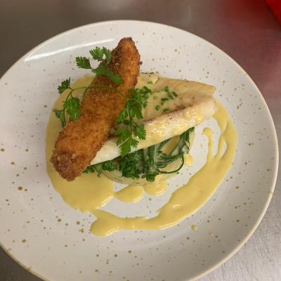 Plaice Cider Butter Sauce And Crushed Potatoes